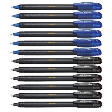 Imagem de Kit 12 Canetas PENTEL Gel Energel Makkuro 0.7mm Ponta Fina (Cores à Es