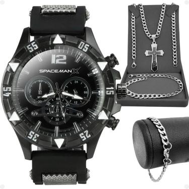 Imagem de Cordão Prata Grumet Relogio Masculino Aço Inox Pulseira