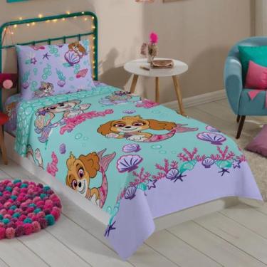 Imagem de Jogo de Cama Microfibra Solteiro Estampado Patrulha Canina Menina 1,40