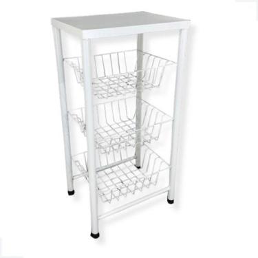 Imagem de Cesto organizador fruteira 3 andares - duralínea, Branco
