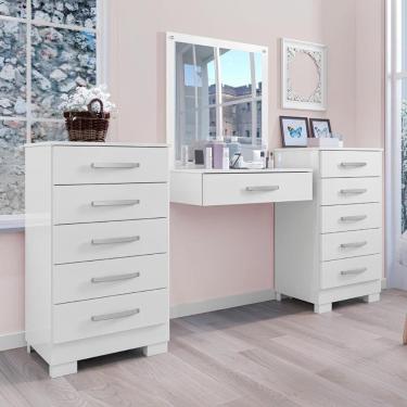 Imagem de Conjunto Para Quarto De Cômodas E Penteadeira Pétala Branco