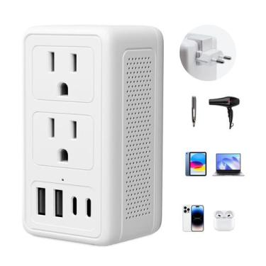 Imagem de Conversor de tensão Mapambo 220V a 110V com 4 USB para Europa