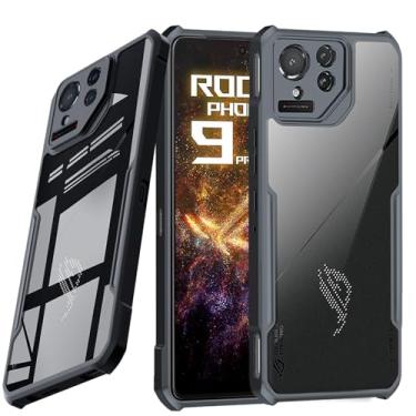 Imagem de Guizzcg Capa para ASUS ROG Phone 9 Pro, capa ultrafina de TPU macio + traseira transparente acrílica airbags de grau militar, proteção contra quedas, preta