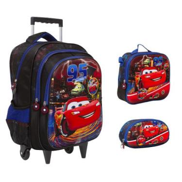 Imagem de Kit Mochila Infantil Carrinho Estampa Filme Carros Toys 2u
