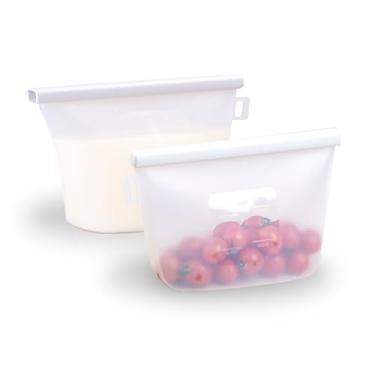 Imagem de EZZNTIAL Sacos de galão seguros para lava-louças, em pé, recipientes de silicone reutilizáveis à prova de vazamento, sacos para freezer, grandes sacos reutilizáveis, sacos reutilizáveis de