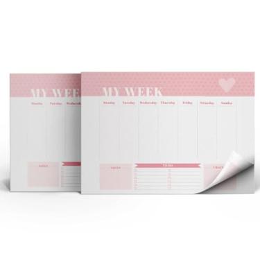 Imagem de Bloco organizador A4, Semanal, coleção Pink Stone, 21 x 29,7 cm