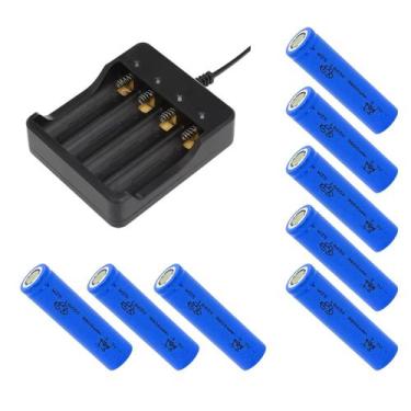 Imagem de Kit Carregador Duplo De 4 Slot Bateria 14500 Mais 8 Bateria 18650, 145