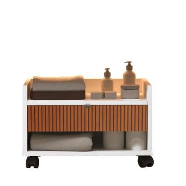 Imagem de Gabinete Armário Para Banheiro Prisma Com Gaveta Nicho E Rodízios - Mo