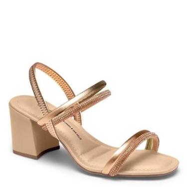 Imagem de Sandália Dakota Calce Fácil Tira Strass Metal Rose Y6875-Feminino