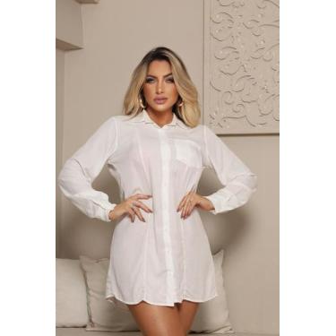 Imagem de Camisa Chemise Manga Longa  - Gisele Freitas, Branco, G