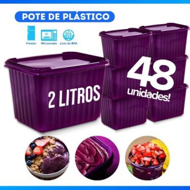 Imagem de Pote Sorvete 2 Litros Transparente 48 Un c/ Tampa  - Clicando e Compra