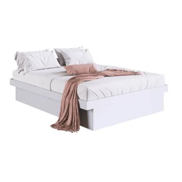Imagem de Cama Box Casal com Baú CB1140 190x140cm Haste Articulável de Aço Branco - Art In Móveis