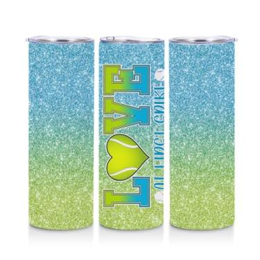 Imagem de Copo de aço inoxidável para presentes de tênis, garrafa de água, parede dupla, caneca de café para viagem, copo térmico isolado a vácuo para academia esportiva, acessórios de tênis, amantes de tênis