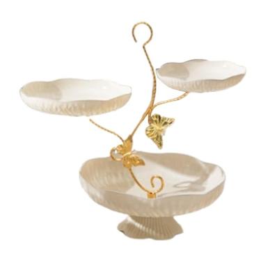 Imagem de WeiLaiKeQi 3 TILER de TIRELA TIRELADA TIERED STAND STAND, Bandejas de armazenamento modernas, cesta de frutas Stand para frutas, nozes, bolo, vegetais, sobremesa, Branco