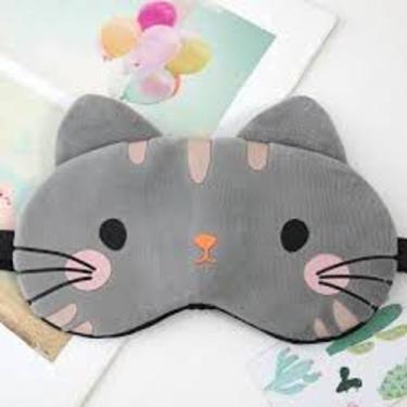Imagem de Máscara De Dormir Tapa Olhos Descanso Bolsa Gel Gato - Dantas, Cinza