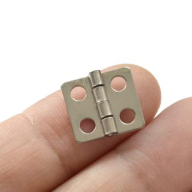 Imagem de 30 peças de mini dobradiças dobráveis vintage extremidade prata antiga com parafusos tamanho pequeno para caixa de presente joias caixa de madeira artesanato peito (comprimento: 1/5.1 cm, largura: