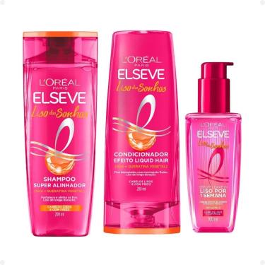 Imagem de Kit Elseve Liso Dos Sonhos: Shampoo, Condicionador 200ml e Sérum Leave-In 100ml