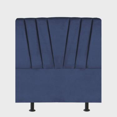Imagem de Cabeceira Estofada Bélgica 120cm Viúva Solteirão Para Cama Box Quarto Suede Azul Marinho - Ahazzo Móveis