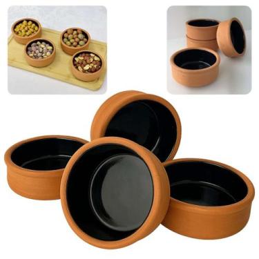 Imagem de Kit 4 Bowls Cerâmica 80ml Molheira Pequena 8cm Preta P/ Servir Porções