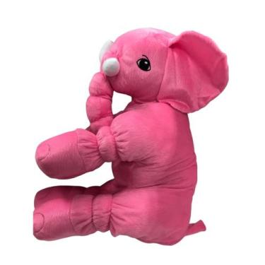 Imagem de Almofada Travesseiro Elefante Bebê Dormir Pelúcia Rosa 62cm  - Babys F