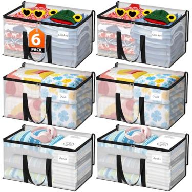 Imagem de Fab totes Sacos de transporte extra pesados de armazenamento grandes com alça reforçada e zíperes duplos, bolsas de suprimentos de mudança para armazenamento embalagem de dormitório essenciais