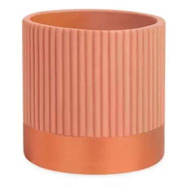 Imagem de Cachepot em cimento rose detalhes metalizado mart