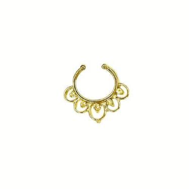 Imagem de Piercing Aço Cirurgico Septo Petala De Lótus De Zirconia 8mm Dourado -