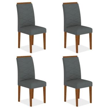 Imagem de Kit 4 Cadeiras Estofadas Everest Comfort Freijó/suede Cinza - Ma - A M