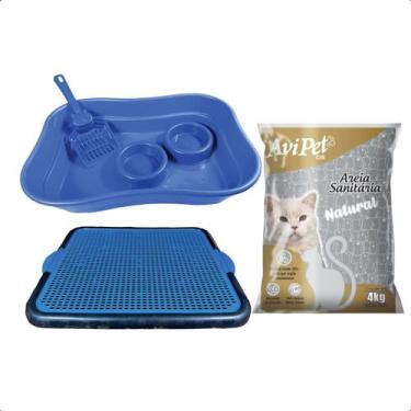 Imagem de Kit Gato Completo Bandeja Sanitária+Areia Natural Tradicional 4kg - Av