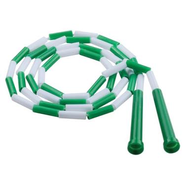 Imagem de Champion Sports Cordas de salto com contas segmentadas de plástico clássico - Phys. Ed, academia, fitness e uso recreativo, 1,8 m, verde/branco