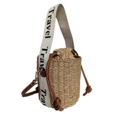 Imagem de Bolsa de praia NIBD Straw Woven Tote Summer Bucket para mulheres