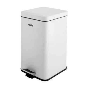 Imagem de Lixeira retangular 12 litros inox branca vonder