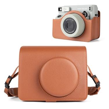 Imagem de HIYQIN Capa Protetora De Couro Compatível Com Câmera Instantânea Fujifilm Instax Wide 400, Para Alça Ombro - Marrom