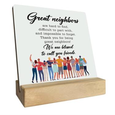Imagem de Gkwa Placa De Madeira Para Meu Vizinho, Obrigado Por Serem Ótimos Vizinhos, Com Suporte Madeira, Significativa Amigos, Presentes - Somos Abençoados, Chame Natal A1
