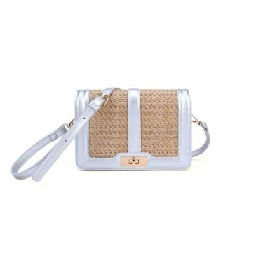 Imagem de Ayliss Bolsas transversais de palha para mulheres bolsas e bolsas de mão de palha de verão bolsa de praia bolsa de praia de tecido para férias, Prata, Small