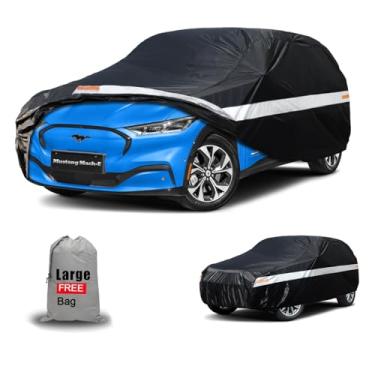 Imagem de Aoulette Capa de carro Ford personalizada para Ford Mustang Mach-E, capa de carro à prova d'água para automóveis todos os climas, cobertura externa completa leve sol ao ar livre chuva poeira neve