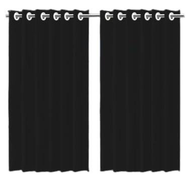 Imagem de Cortina Blackout Térmica, 140 x 240 cm, Preta, 2 Painéis