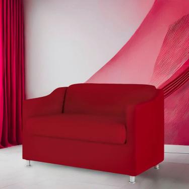 Imagem de Namoradeira Bia Decorativa Reforçada Recepção Clinica Salão Sala De Estar Suede Vermelho