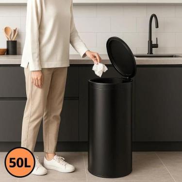 Imagem de Lixeira Automática Grande Inox 50 litros Sensor Inteligente - Globalmi