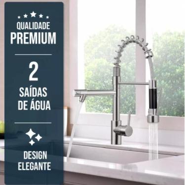 Imagem de Torneira Cozinha Gourmet Premium 2 bicas Ducha Fléxivel Agua quente e 