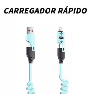 Imagem de Carregador Para iP Tipo C Cabo 4 Em 1 Carregamento Rápido Escalável Tr