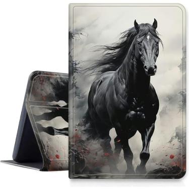 Imagem de DIGTIALL Capa L para tablet Amazon Kindle Fire HD 10 (9ª/7ª/5ª geração, versão 2019/2017/2015) Capa protetora inteligente de couro PU de 10,1 polegadas com hibernar/despertar automático, cavalo