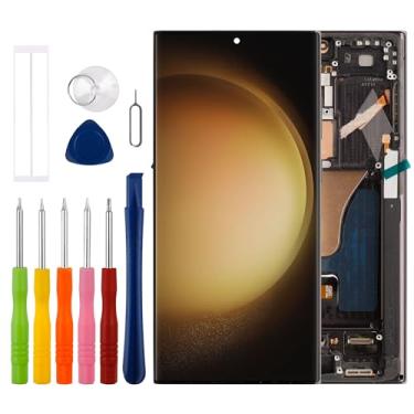Imagem de Duotipa Tela OLED para Galaxy S23 Ultra SM-S918 Substituição do conjunto do digitalizador de tela sensível ao toque com kit de ferramentas de reparo técnico - preto, suporta impressões digitais