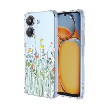 Imagem de OEURVQO Capa protetora para Xiaomi Redmi 13C 4G Poco C65 com estampa floral transparente TPU macio à prova de choque antiarranhões para Xiaomi Redmi 13C 4G (flores silvestres)