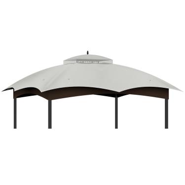 Imagem de Cobertura superior do dossel de substituição para gazebo 25,5 x 30,5 cm, à prova d'água de camada dupla para lowe's Allen Roth Gazebo #GF-12S004B-1 (cinza)