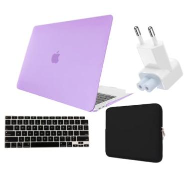 Imagem de Kit Capa Case Macbook AIR 13 A2337 Chip M1 A2179 + Protetor Teclado + Neoprene + Plug Adaptador (Lilas Fosco)