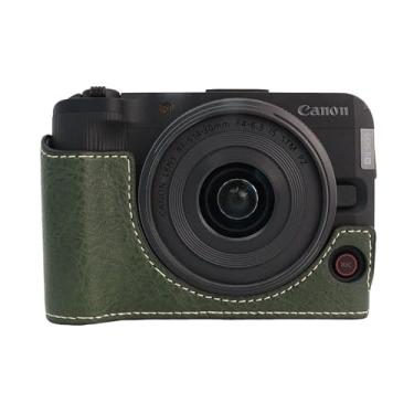 Imagem de Rieibi Capa para câmera EOS R50V, meia capa protetora de couro PU de qualidade para câmera Canon EOS R50 V, acesso à bateria inferior e compatível com flip LCD, verde