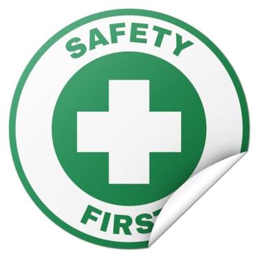 Imagem de Adesivos Safety First Round Circle - 5 x 5 cm, verde/branco, pacote com 2 - para primeiros socorros, cuidado, assistência médica, emergências