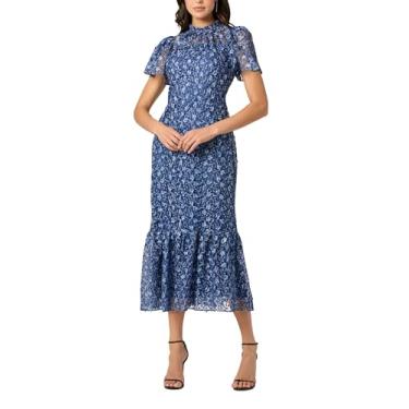 Imagem de Shoshanna Vestido Martine feminino Midnight com estampa floral índigo, Índigo/marfim/azul-marinho, 34