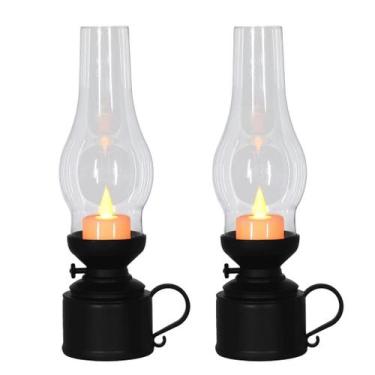 Imagem de Kit 2 Lamparinas Eletrônica Decorativa Vela Led Branco Quente 24cm - M